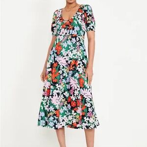 Old Navy Puff-Sleeve Midi Swing Dress
